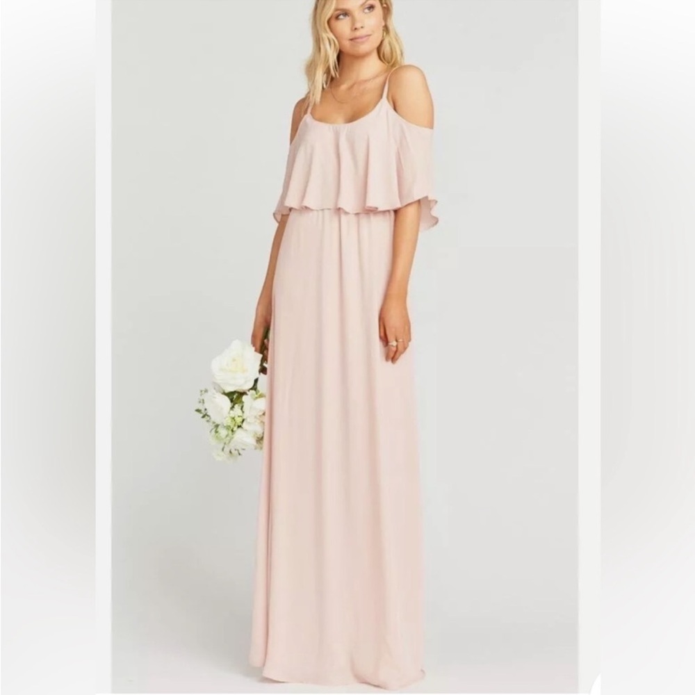 Show Me Your Mumu Caitlin Ruffle Maxi Dress in Blush